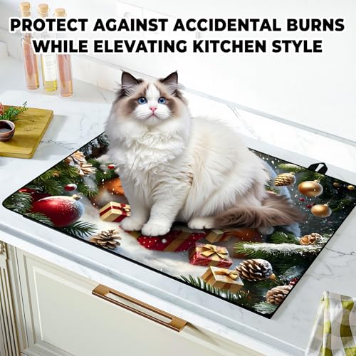 Image of Christmas Stove Top Cover Snowman Stove Top Cover for Home Decoration Kitchen Pad Non-Stick Washable Cooktop Covers Countertop Protector Keep Stove Clean 28 inchx20 inch (Three mice)