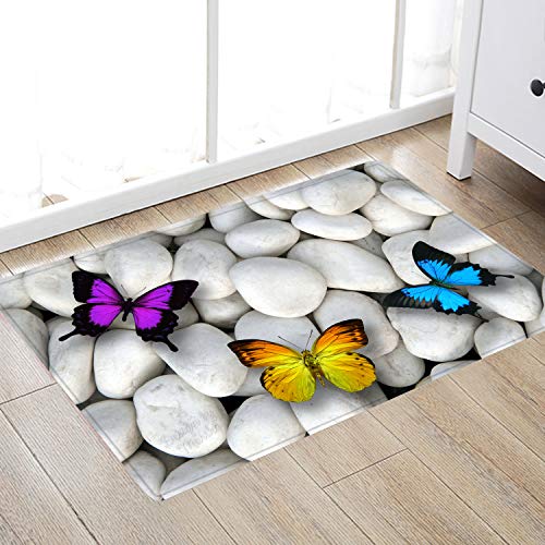 Butterfly Stone Print 17Mm Thick Memory Foam Bathroom Carpet And Door Mat Non-Slip Absorbent Super Bath Mats Comfortable Flannel Bathroom Carpet Bed Rug 24 X 16 Inches #TOP5