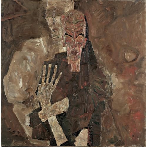 Art décoratif durable Egon Schiele La mort et l'homme contre les murs ternes