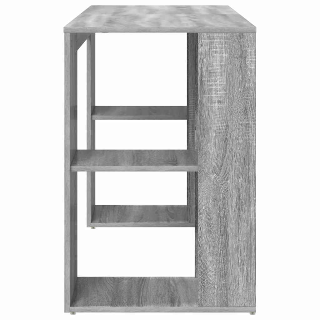 Scrivania in legno ingegnerizzato grigio sonoma 130 x 50,5 x 75 cm con ripiano e cassetto, tavolo da lavoro per ufficio casa studio, postazione computer gaming salvaspazio per smartworking