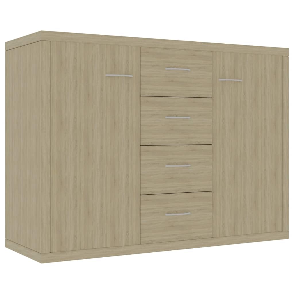 vidaXL Aparador de Madera Contrachapada Armario Auxiliar Cajonera Mueble Bajo Aparador Auxiliar en Salón Habitación Dormitorio Roble Sonoma