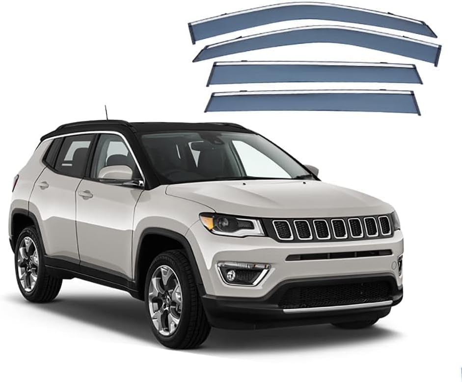 Car Wind Deflectors for Jeep Compass 2017-2022,Car Window Wind Deflector Wind Rain Sun Smoke Guard Deflectors Auto Accessories