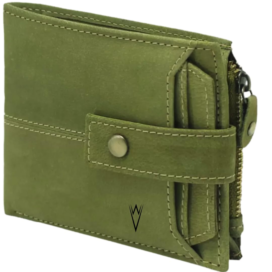 Green Leather Wallet for Men | RFID Blocking Mens Wallet | Ultra Strong Stitching | 10 Card Slots I 2 Currency Holders I Wallets Men Leather-image-17