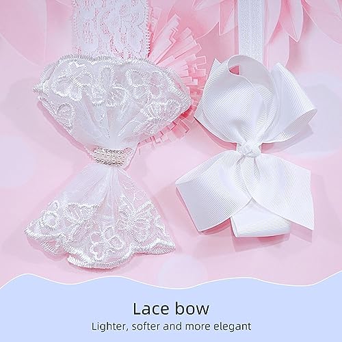 Laço branco para bebês meninas | Arcos para meninas recém-nascidas, faixas de cabelo de cetim laço d