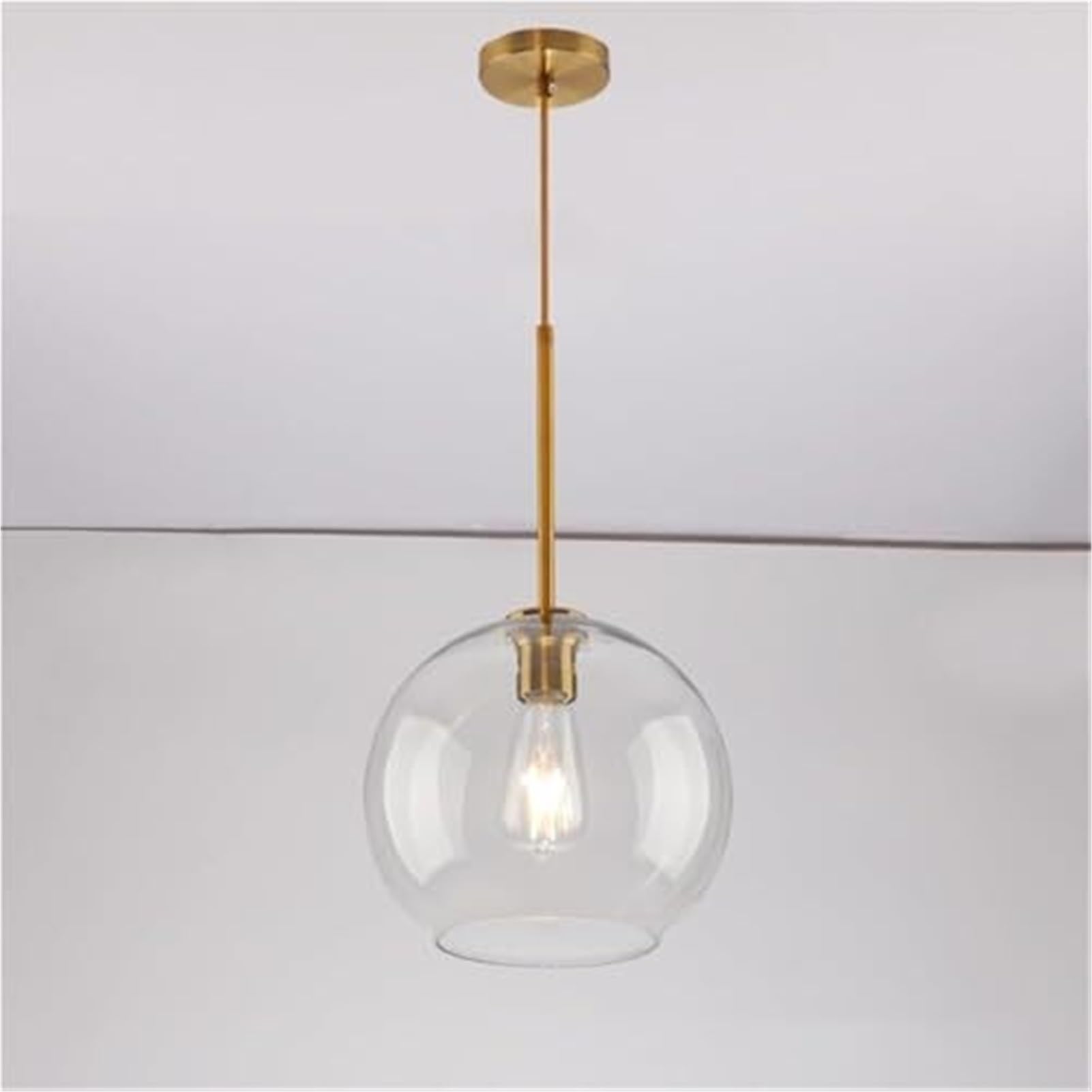 KBUUKYYXouy Modern Mid Century Glass Pendant Lamp Chandelier Hanging Lighting Ceiling Fixture Transparent for Kitchen Island Dining Room Living(20cm,Transparent)