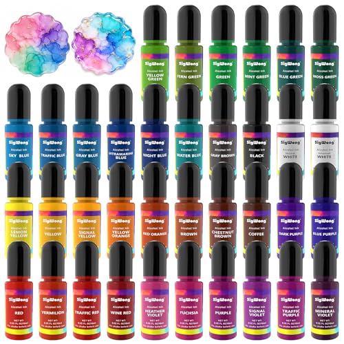 Alcohol Ink Set - 36 Vibrant Colors (10ml Each)