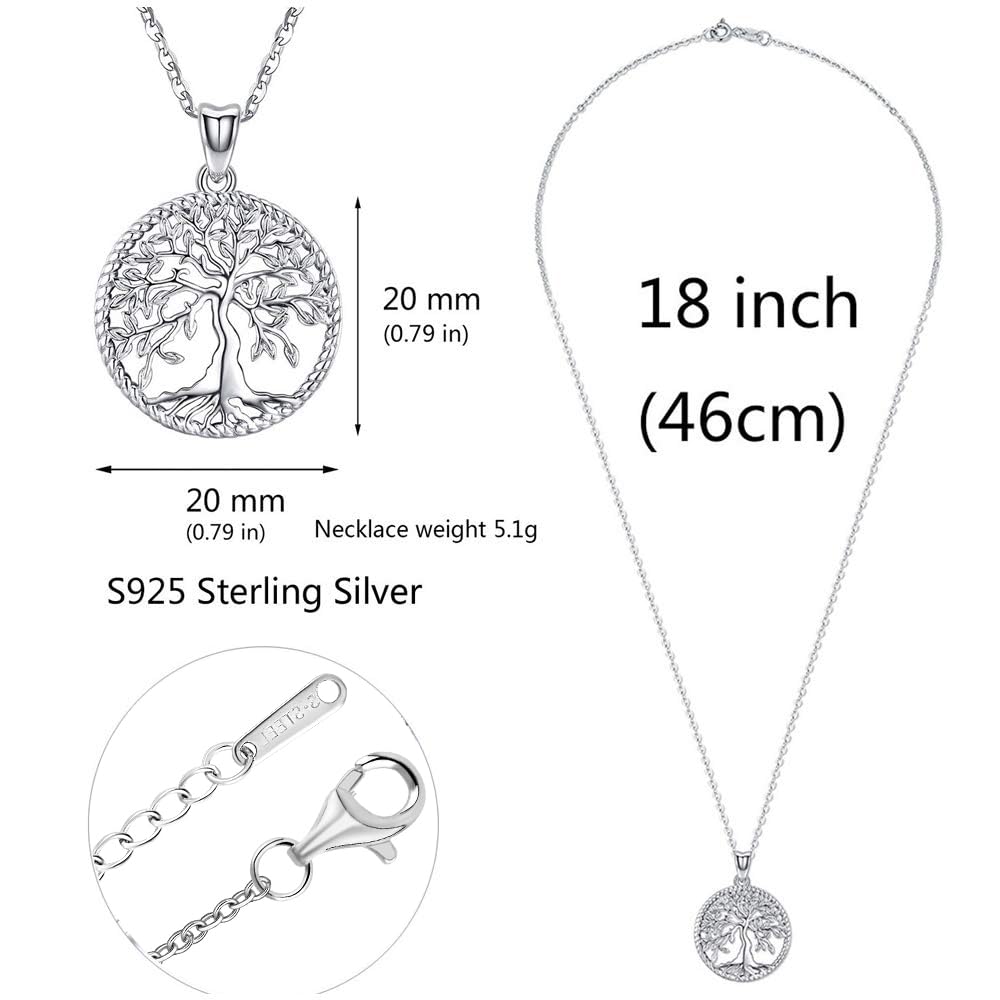 Odinstone Tree of Life Necklace Sterling Silver Pendant for Women | Hypoallergenic Family Tree Necklaces Jewelry for MomWifeGrandmawith Fine Gift Box 182 inch Chain product thumbnail 5