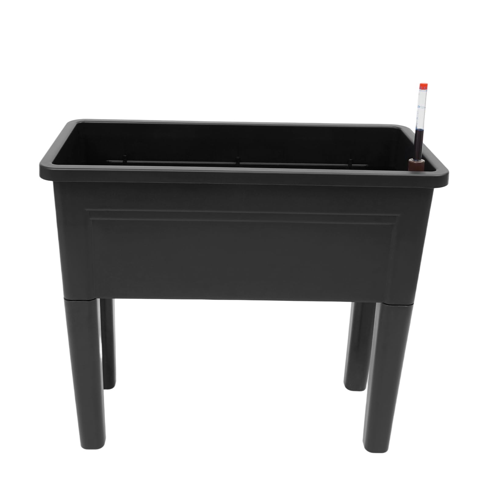 Juego de 2 bancales altos de material PP, 25 kg por parterre, cama para plantas con patas, 75 x 34,5 x 65,5 cm, con sistema de drenaje y tapones de goma, caja rectangular de jardín para balcón y