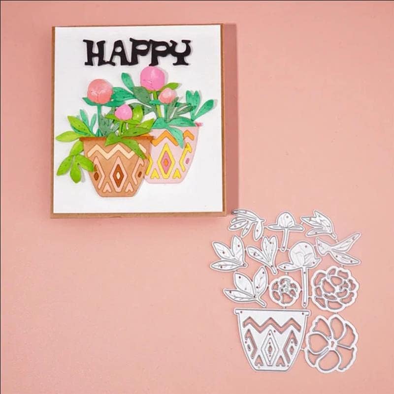 Miniatura 4 de Macetas de metal troqueladas, troqueles de corte para macetas, plantillas de grabado en relieve, tarjetas de manualidades, troqueles de corte para
