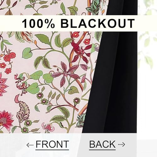 Image of Cloth Fusion Printed 100% Blackout Door Curtains 7 Feet Long Set of 2, Room Darkening Parda with Stainless Steel Grommets for Home Decor (7x4.5 Feet, Ivory Dream)