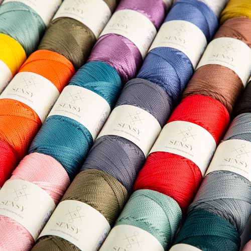 Cuerda de poliéster de 1.5 mm Sensy Premium color denim para tejer ganchillo, 3 madejas 6