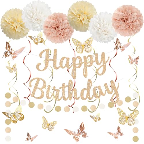 Image of Champagne Gold Birthday Decorations for Women