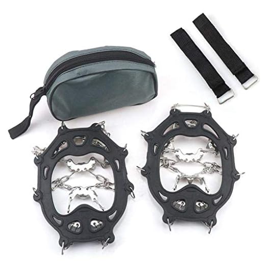 FHKBB Crampons,Ice Snow Grips 19 Teeth Walk Traction Ice Cleat Spikes Stainless Steel Spikes and Durable Silicone for Boots and Shoes Outdoor M