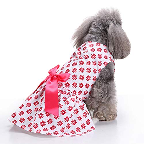 narutosak Acessórios para cães, Pet Dog Puppy Flower Print Bowtie Dress Roupa de festa macia Costume