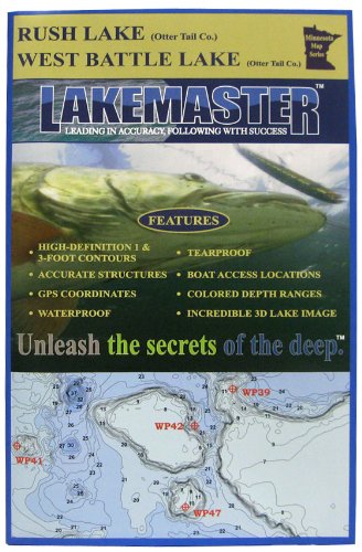 Lakemaster LPMNWBRP12-06 Paper Map Rush/West Battle (Otter Tail)