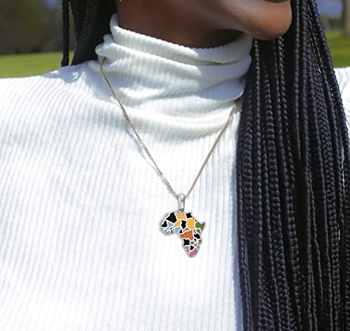 Pome Africa Necklace in Sterling Silver, Multi-Color Pendant, Made in America3