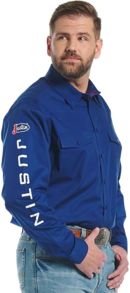 Justin J-1500 Team Shirt Two Pocket Button Down - Men's Classic Fit, Lightweight, Short Sleeve, Perfect for Casual Outings