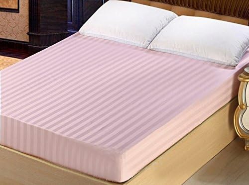 Miniatura 3 de Lasin Bedding, Juego de sábanas bajeras de 100 % algodón súper suave, a rayas, tamaño King, color rosa