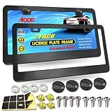 Aootf License Plate Frame Carbon Fiber- Black Aluminum Car Tag Holder Cover Printed Carbon Pattern w