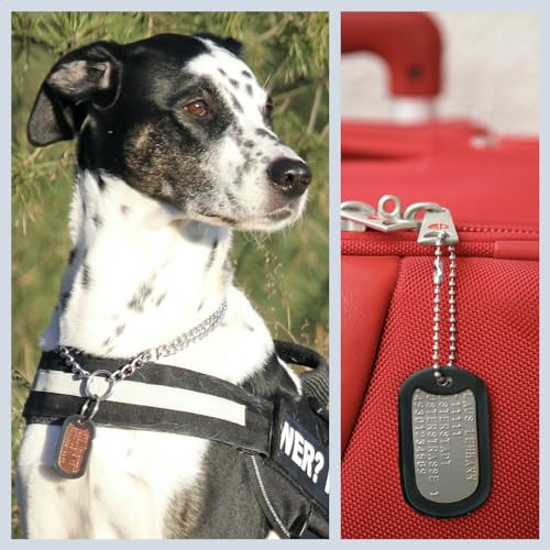 Personalisierte Erkennungsmarke in matt mit eigenem Text | Dog Tag Kette mit Prägung | inkl. Kette & Silencer im Set | Unterschiedliche individuelle Texte und Motive möglich