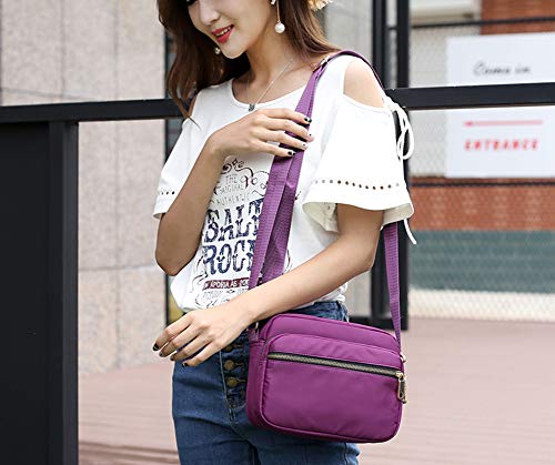 Collsants Small Nylon Purse Mini Crossbody Bag Travel Shoulder Bag Multi Zipper Pockets2