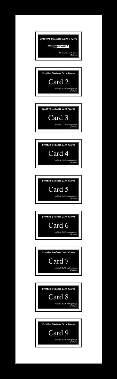 Creative Picture Frames 9-2" x 3.5" Opening Black Business Card Frame with 8" x 30" Double White-White Mat, Frame, Installed Wall Hanger