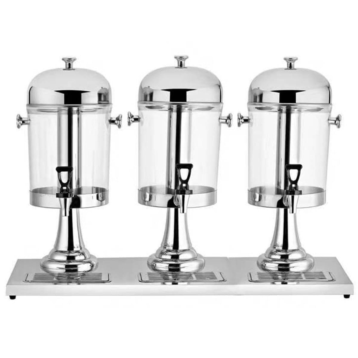 HCZKIUJY Commercial Juice Dispenser, 16L/24L Stainless Steel Beverage Dispenser with Ice Container for Cold Drinks, Iced Tea, Juices - Double/Triple Head (Silver 24L)