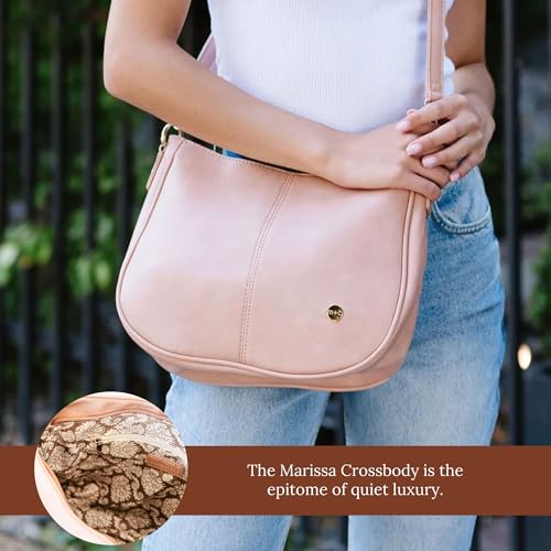 Image of Modern+Chic Crossbody Bags for Women - Marissa Saddle Crossbody, Vegan Leather Shoulder or Handbag with Two Adjustable Straps