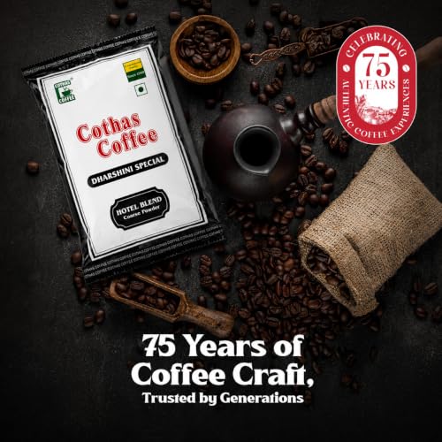 Image of Cothas Coffee - Darshini Special South Indian Filter Coffee Powder | Blend of 80% Coffee & 20% Chicory |Traditional Strong Coffee | Handpicked Cherries | Rich Aroma & Bold Taste | 500 g Pack
