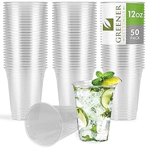 100% Compostable Plant-Based Clear Cold Cup | 50 Cups (12 OZ [50 Pack])