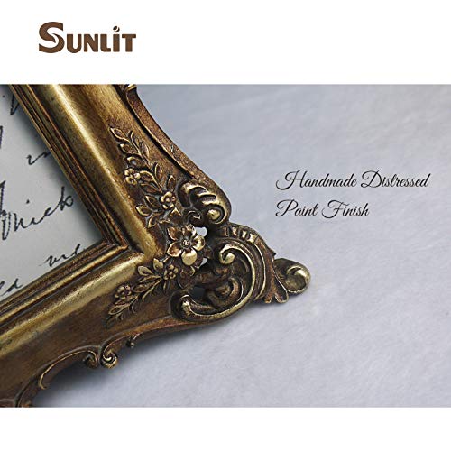 Sunlit Vintage Picture Frame 8X10 Inch, Luxury Antique Photo Frames With Glass Front, Photo Display, Tabletop Wall Hanging, Gift Ideas, Bronze Gold #TOP4