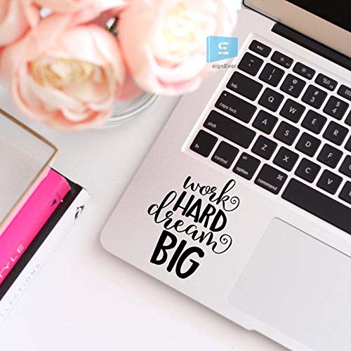 SIGN EVER Work Hard Dream Big Quotes Stickers for Laptop Trackpad 15.6 14 13 Inches and All Models Laptop Stickers L x H 5.00 cm x 6.50 cm Pack of 2 (B084TLN3LT) Amazon Price History, Amazon Price Tracker