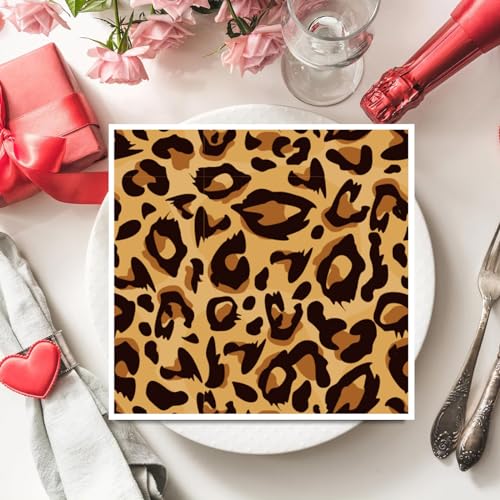 Bhnacier ZJ092 Animal Leopard Party Napkins For Jungle Animal Party Supplies Safari Leopard Print Party Napkins Animal Themed Luncheon Disposable Paper Napkins Safari Leopard Party Themed Birthday Supplies thumb #4