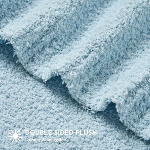 Image of EVERGRACE Soft Plush Baby Blanket for Boys Girls, Double-Sided Fleece Fuzzy Toddler Nursery Blanket Lightweight Warm Cozy Throw Blanket for Baby Crib, Couch, Bed, Pearl Blue, 50 inchx60 inch