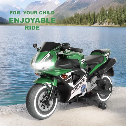 Image of Little Rides Battery Operated V10 Premium Bike for Kids |Boys| Girls- Golden Metallic | Electric Motorbike for Children 2 to 8 Years | Fun Riding Experience with Music | Safe & Durable (Green)