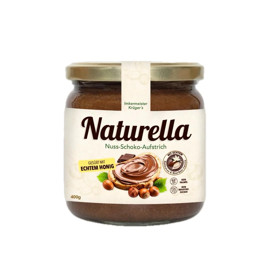 Allgäuer Wanderimkerei Naturella 400g I Nuss-Schoko-Aufstrich mit Imkerhonig & echter Bourbon-Vanille I Ohne Palmöl & Industriezucker I Natur pur. 0% Kompromisse. 100% Geschmack