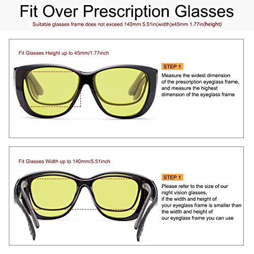 Driving Glasses Fit Over Prescription Glasses Anti Glare Polarized Wrap Around Night Vision Glasses for Men Women4