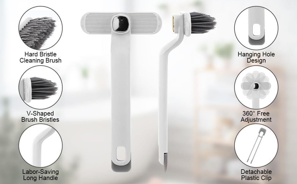 Image of Zapsol Multi-Function Bathroom Cleaning Brush with Hard Bristles | Mini Gap Cleaning Brush | 2-in-1 Floor Scrubber & Rotating Crevice Grout Cleaner (Pack of 2)
