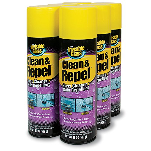 Image of Invisible Glass 91184-6PK Clean & Repel - Aerosol Glass Cleaner and Rain Repellent, Cleans Exterior Windshields, Repels Rain, Sleet, Snow, Improves Wet Weather Driving Visibility - 19 oz (Pack of 6)