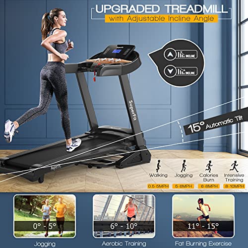 Image of Goplus 3.75HP Folding Treadmill with Incline, Electric Superfit Treadmill w /App Control, 12 Preset & 3 Custom Programs, Blue Tooth Speaker, Heart Rate Monitor, Running Jogging Machine for Home Gym