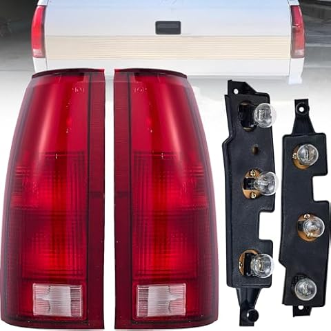 TUZILLA Tail Lights Fit for【Chevrolet GMC 88-00 C/K 92-99 Suburban 92-00 Yukon 92-94 Blazer 95-00 Tahoe】[GM2800104 5977867 GM2801104 5977868] Pair w/bulbs and circuit board Cover