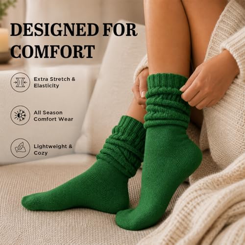 Image of Yacht & Smith 6 Pairs Womens Cotton Slouch Socks, Womens Knee High Boot Socks (Bold Bright)