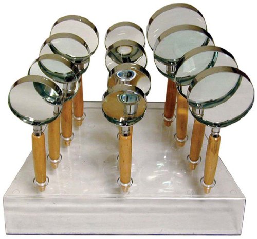Pinpoint 12 Pc Display of Magnifiers | Glass Lens & Wood Handle | 3 Sizes: 2