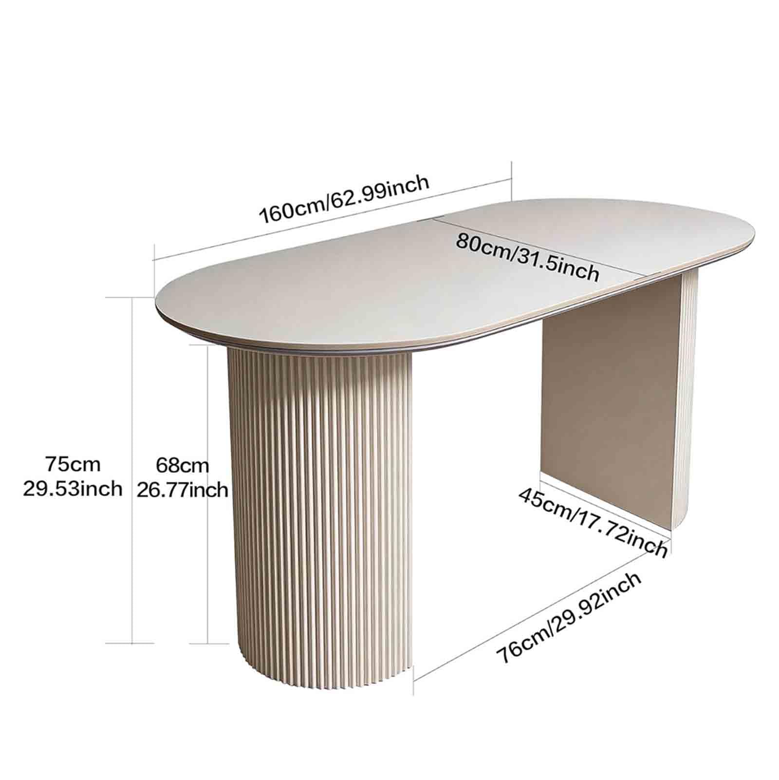 Owalny stół do jadalni dla 4-8 osób, biały stół kuchenny 160 x 80 cm, nowoczesny stół środkowy z falowanymi nogami, oszczędność miejsca meble do jadalni