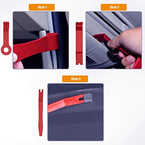 Image of GOOACC 8PCS Auto Trim Removal Tool Kit No-Scratch Pry Tool Kit for Car Audio Dash Door Panel Window Molding Fastener Remover Tool Kit-Red