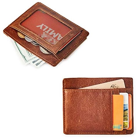 BRASS TACKS Leathercraft Men's Slim Vintage Style Minimal Genuine Leather Card Holder Wallet (Brown) Cover