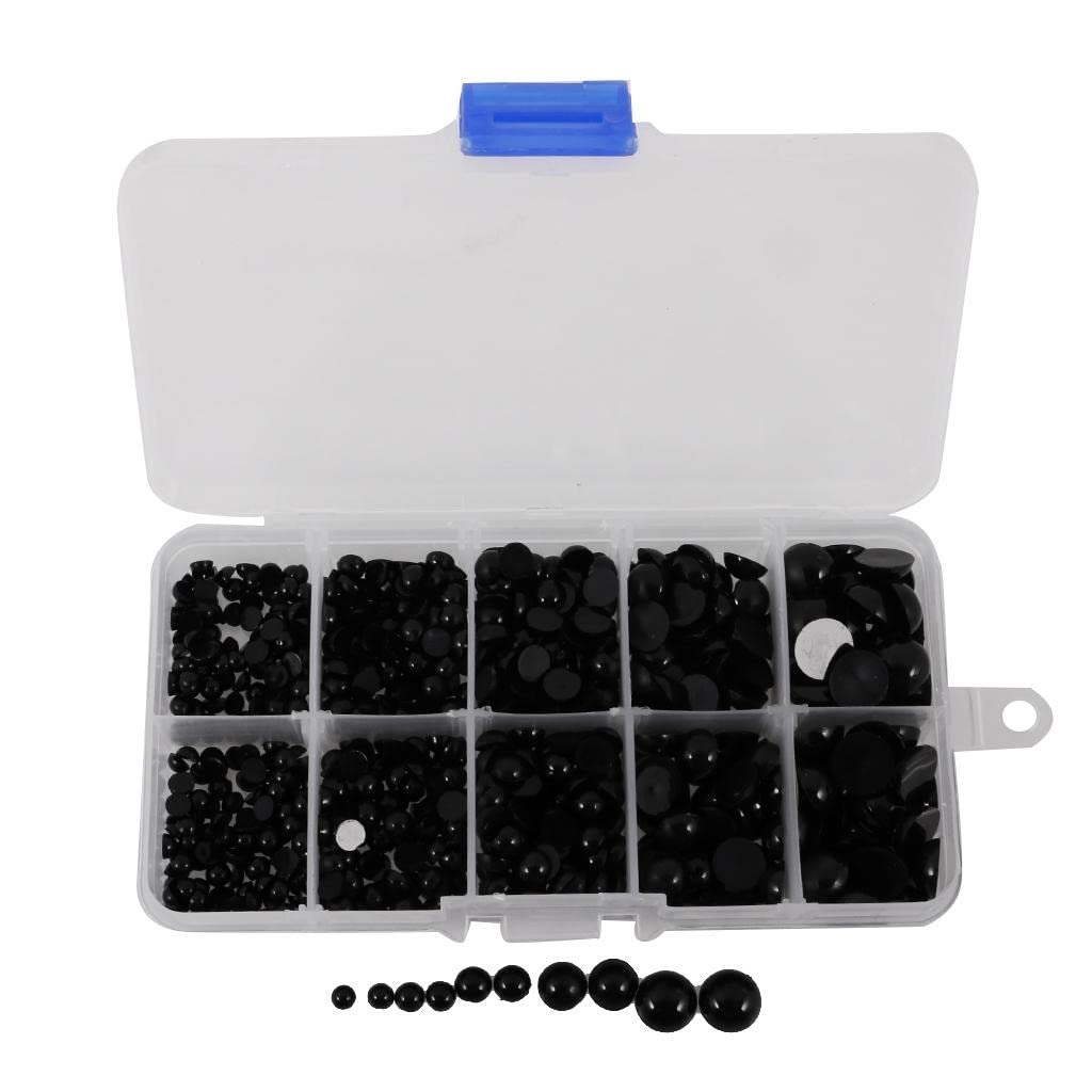ATORSE® 760 Pieces 4-10mm Round Plastic Black Flat Doll Eyes for Doll Animal Puppet DIY Making-image-10