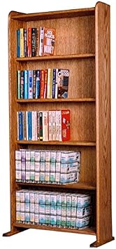 Wood Shed Hill 07 Series Dowel Style CD Storage Rack Storage Shelf Real Oak Wood Media & Display Shelves, Handcrafted in The USA Clear, 47.75"x 24" x 7.25"
