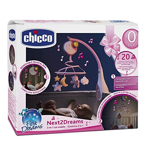 Chicco Next2Dreams Mobile pour Lit Bébé avec Lumières et Musique 3 en 1 - Compatible avec le Berceau Next2Me, avec Effets Sonores, Projecteur de Lumière...