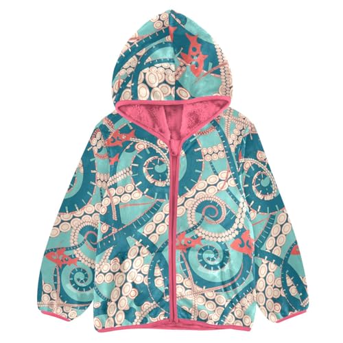 OTVEE Octopus Tentacles Marine Life Kids Hoodie Jacket Fall Spring Full Zip Warm Outwear Coat